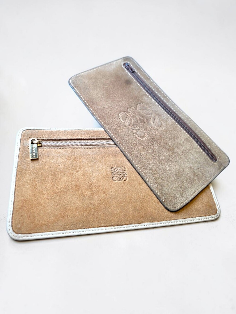 Loewe Anagram Bundle 2 Piece Suede Cosmetic Pouches Sleves